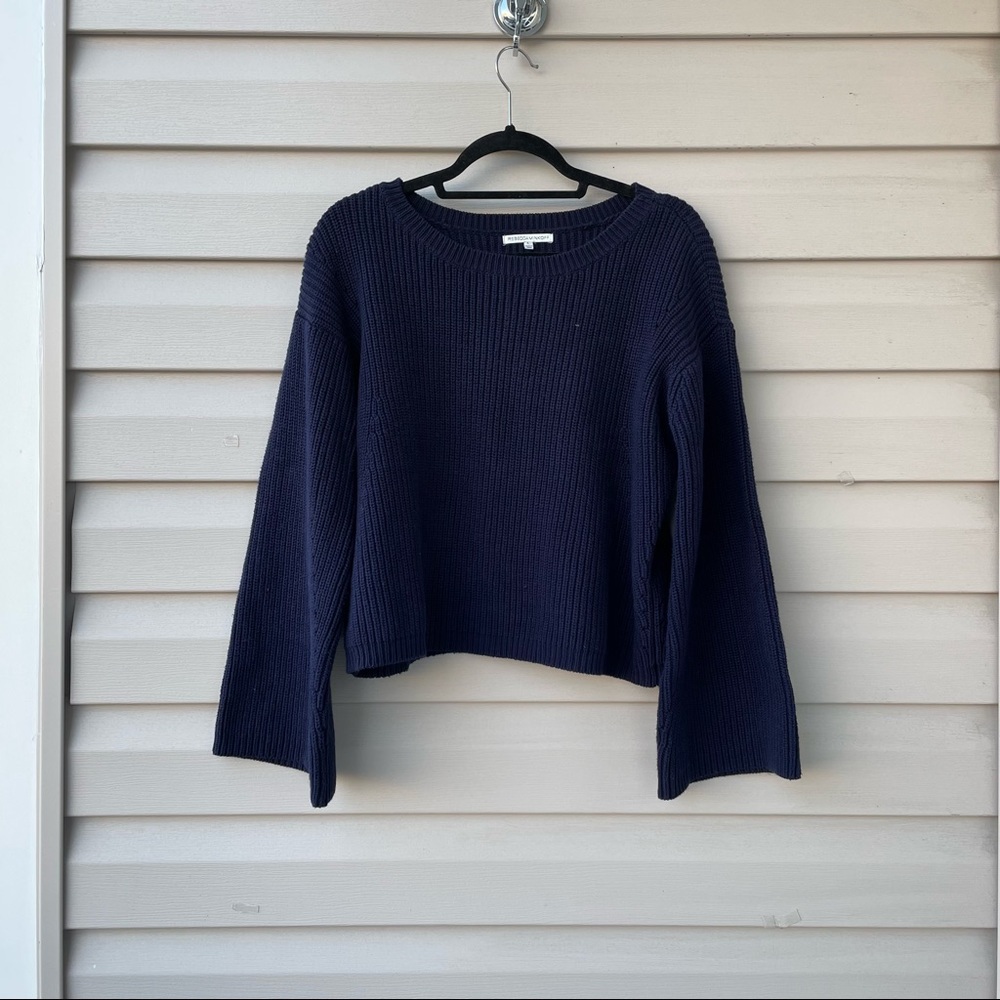 Rebecca Minkoff Women's Pullover Sweater Blue Long Sleeves Scoop Neck Si…